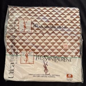 Vintage Yves Saint Laurent Brown and White Triangle Sheet Set
